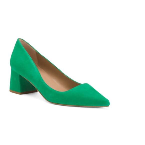 LK BENNETT Green Made In Spain Suede Sloane Pointy Court Heels